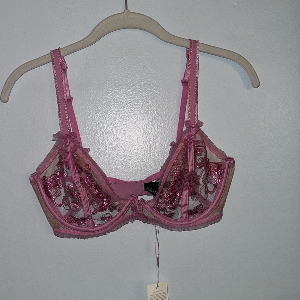 For love & lemons 3 piece lingerie set metallic floral